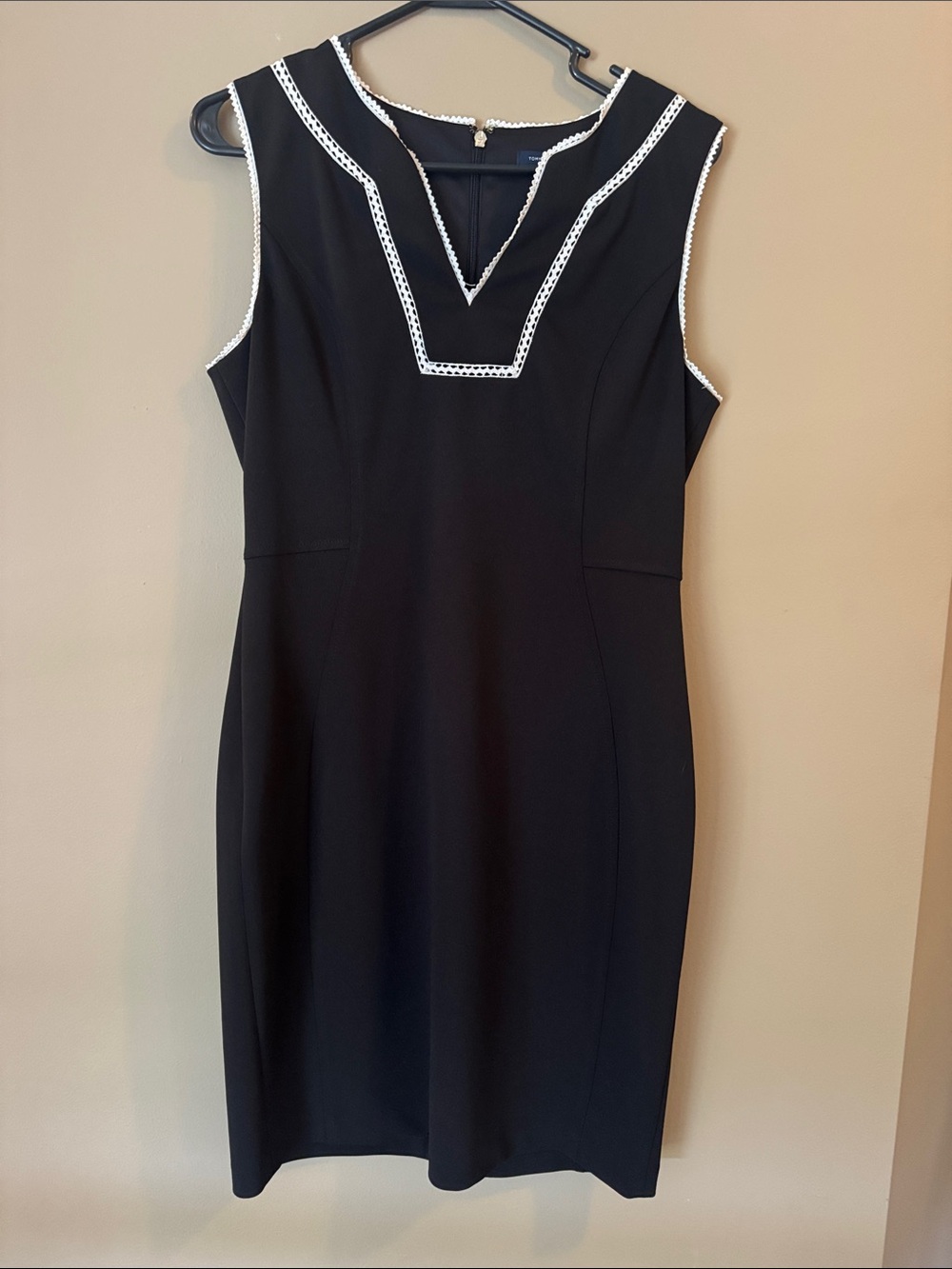 Classic Black Sheath Dress with White Trim